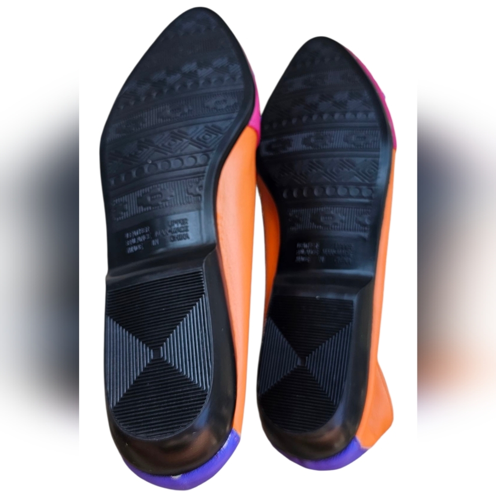 Frisco Bay Vintage Bright Colorful Studded Rock Bubble Gum Flats Genuine Leather - Picture 5 of 8